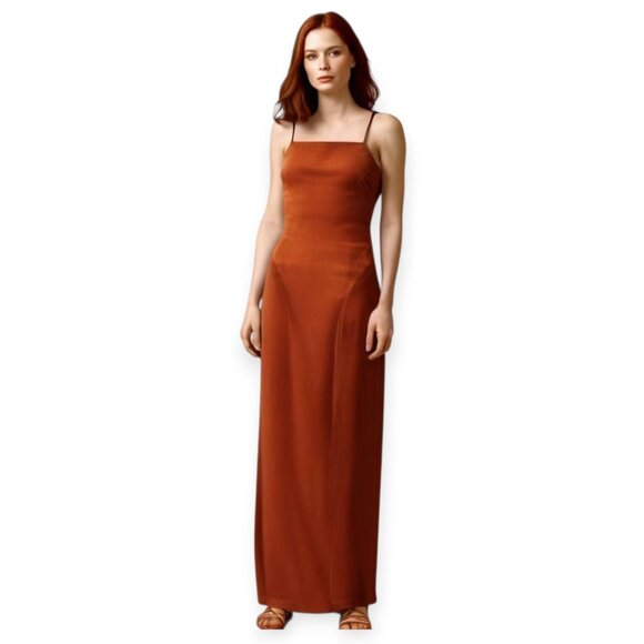 House Of Harlow 1960 Satin Maxi Dress XS Rust - Picture 9 of 9